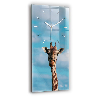 Horloge murale verticale Tête de girafe contre le ciel