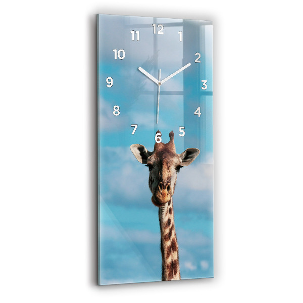 Horloge murale verticale Tête de girafe contre le ciel