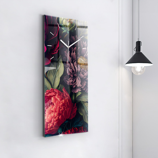 Horloge murale verticale Bouquet de fleurs vintage