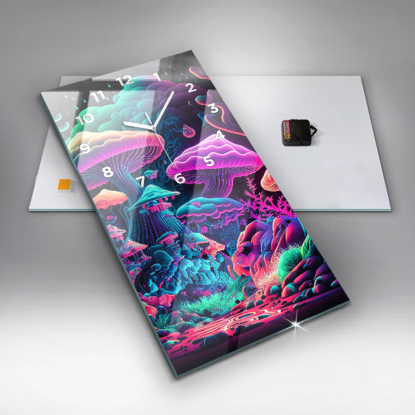 Horloge murale verticale Champignons néon