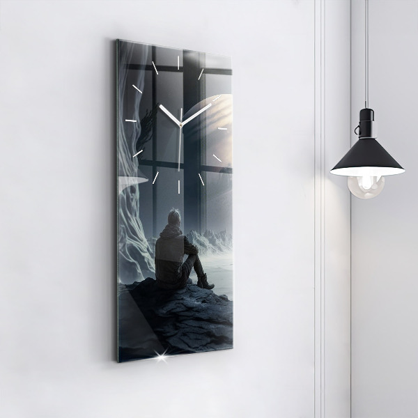 Horloge murale verticale 'L''homme devant la lune'