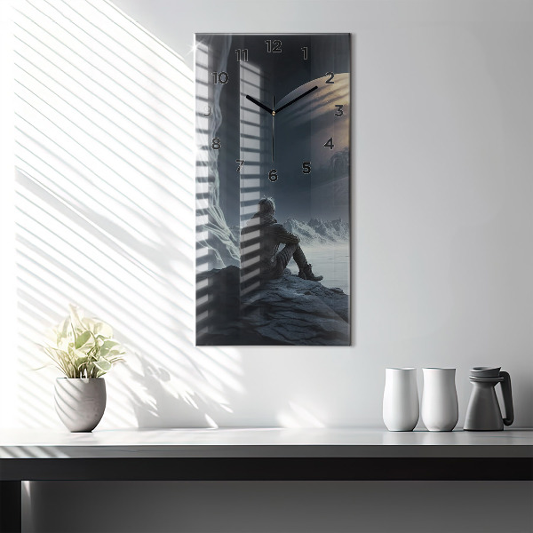 Horloge murale verticale 'L''homme devant la lune'
