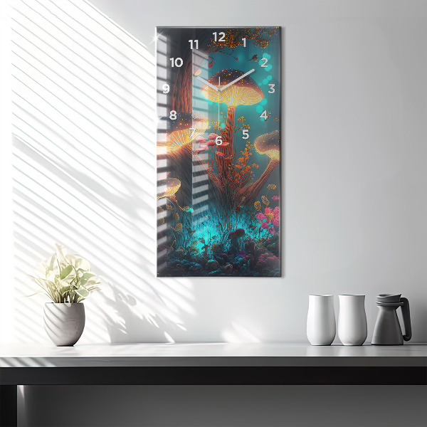 Horloge murale verticale Forêt et champignons magiques