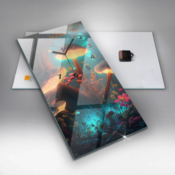 Horloge murale verticale Forêt et champignons magiques