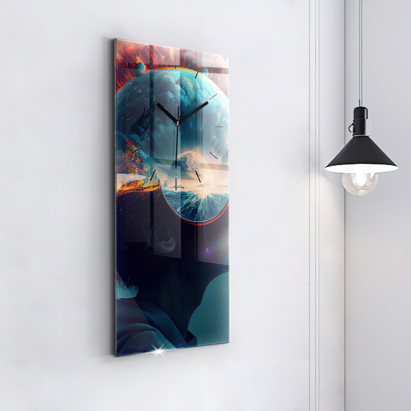 Horloge murale verticale Monde futuriste