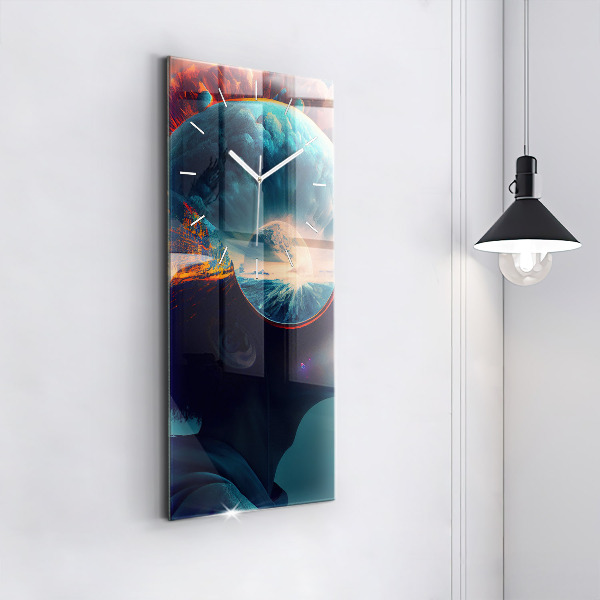 Horloge murale verticale Monde futuriste