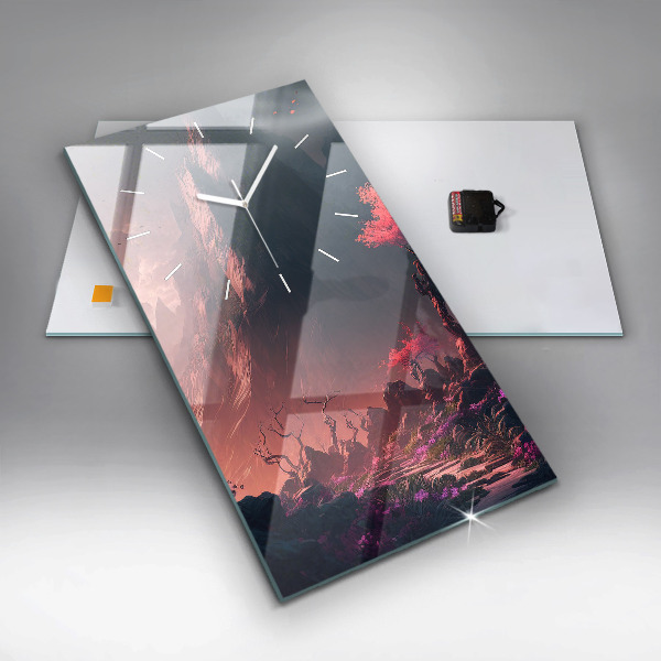 Horloge murale verticale Forêt et montagnes magiques