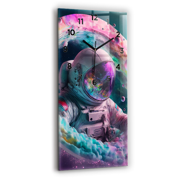 Horloge murale verticale Cosmonaute et nuages colorés