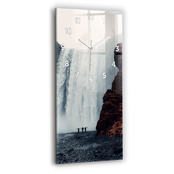 Horloge murale verticale Paysage de cascades en Islande