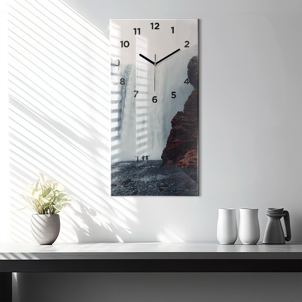 Horloge murale verticale Paysage de cascades en Islande