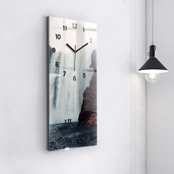 Horloge murale verticale Paysage de cascades en Islande