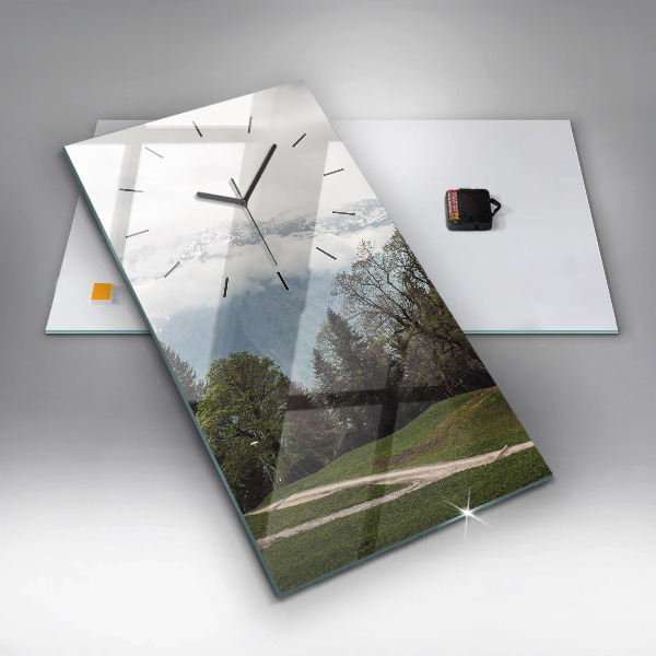 Horloge murale verticale Vue sur la montagne