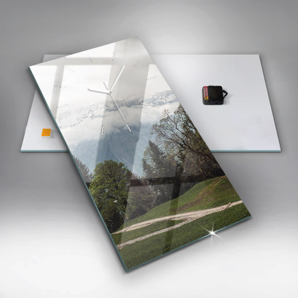 Horloge murale verticale Vue sur la montagne