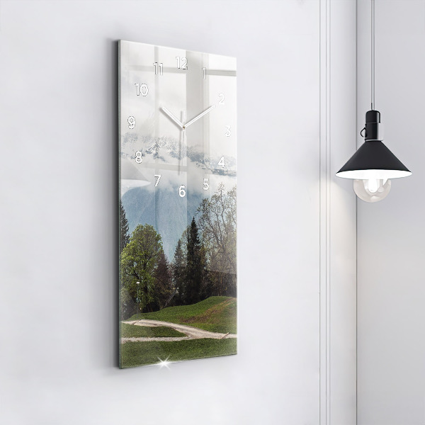 Horloge murale verticale Vue sur la montagne