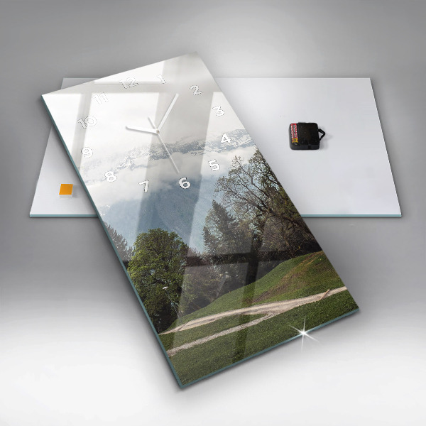 Horloge murale verticale Vue sur la montagne