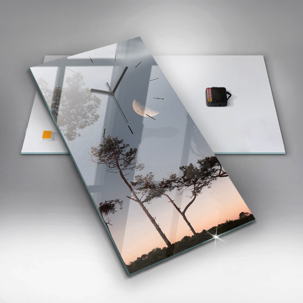 Horloge murale verticale Croissant et arbres