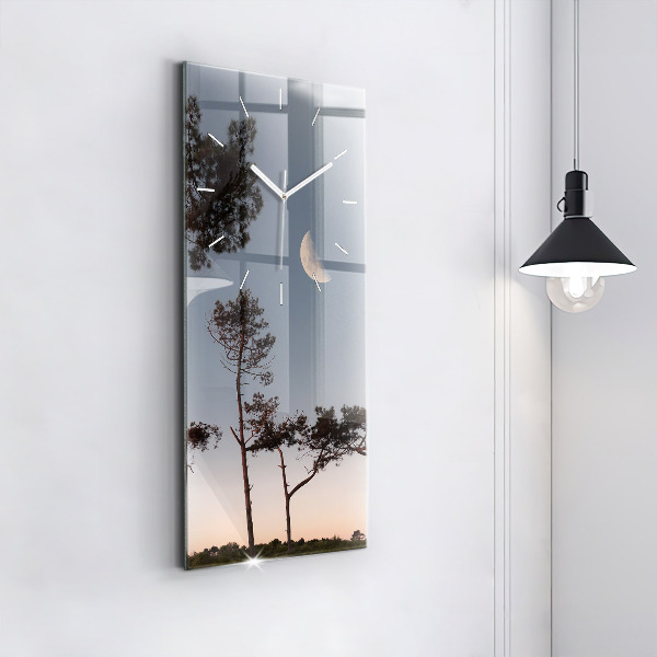 Horloge murale verticale Croissant et arbres