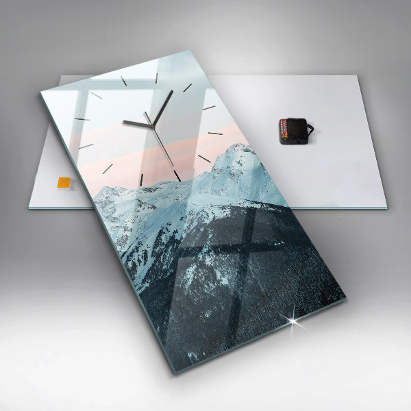 Horloge murale verticale Chaîne de montagnes en hiver
