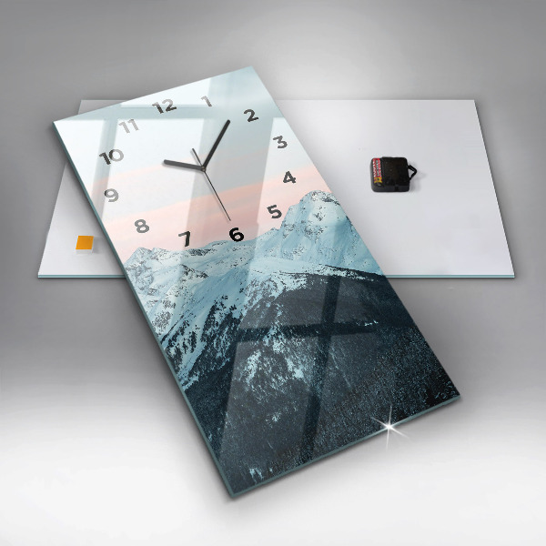 Horloge murale verticale Chaîne de montagnes en hiver