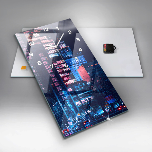 Horloge murale verticale Varsovie la nuit