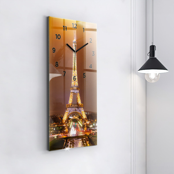 Horloge murale verticale Tour Eiffel illuminée