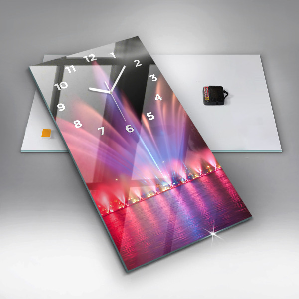 Horloge rectangulaire verticale Fontaine de Wroclaw la nuit