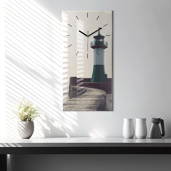 Horloge murale verticale Le phare et la mer