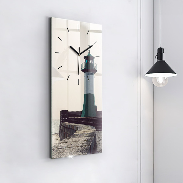 Horloge murale verticale Le phare et la mer