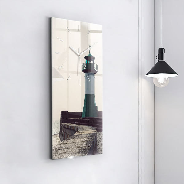 Horloge murale verticale Le phare et la mer