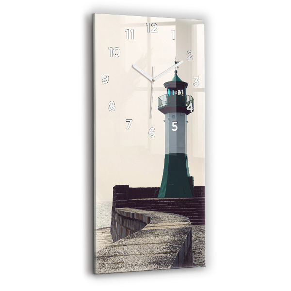 Horloge murale verticale Le phare et la mer