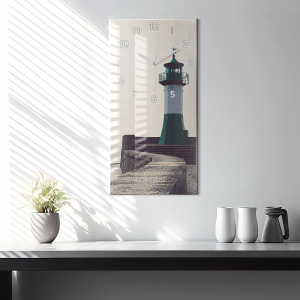 Horloge murale verticale Le phare et la mer