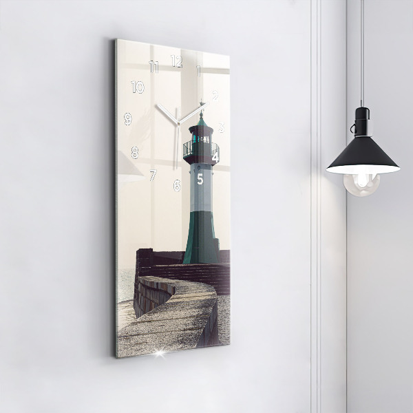 Horloge murale verticale Le phare et la mer