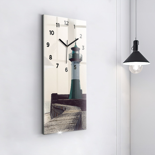 Horloge murale verticale Le phare et la mer