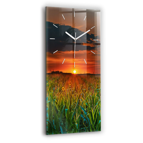 Horloge murale verticale Tournesols dans le pré