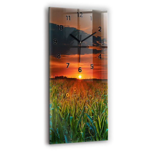 Horloge murale verticale Tournesols dans le pré