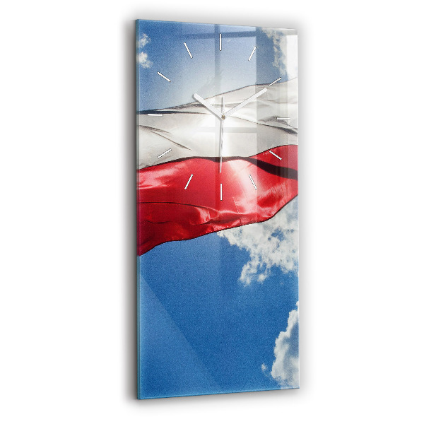 Horloge murale verticale Le drapeau polonais contre le ciel