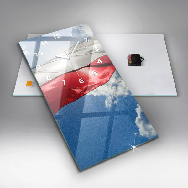 Horloge murale verticale Le drapeau polonais contre le ciel