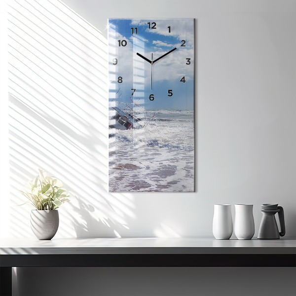 Horloge murale verticale Embarcation coulée