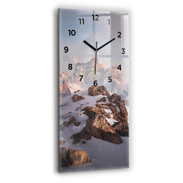 Horloge murale verticale Une montagne couverte de neige