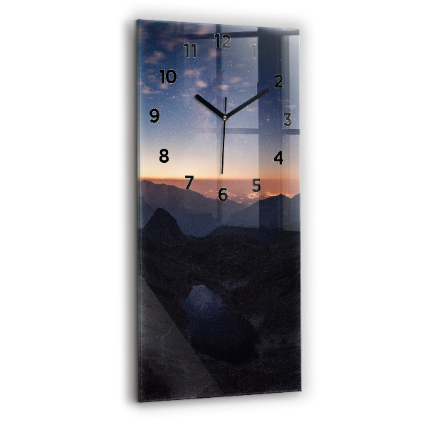 Horloge murale verticale Montagnes au coucher du soleil