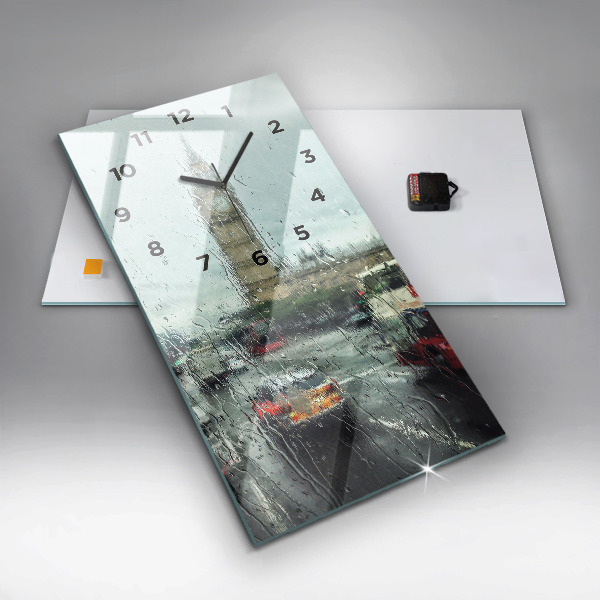 Horloge murale verticale Londres pluvieuse