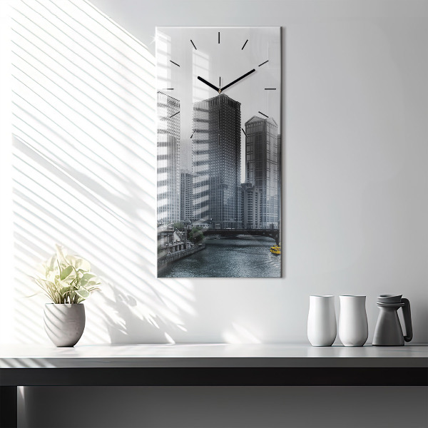 Horloge murale verticale Panorama de la ville