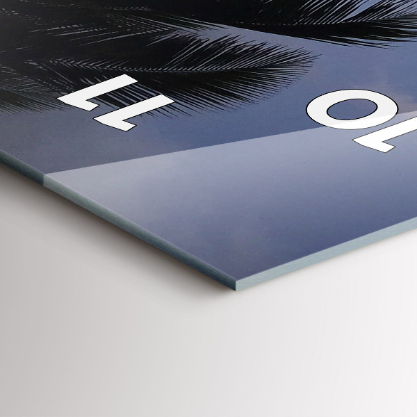 Horloge murale verticale Palmier et lever de soleil