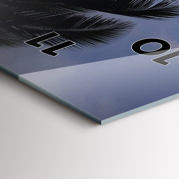 Horloge murale verticale Palmier et lever de soleil