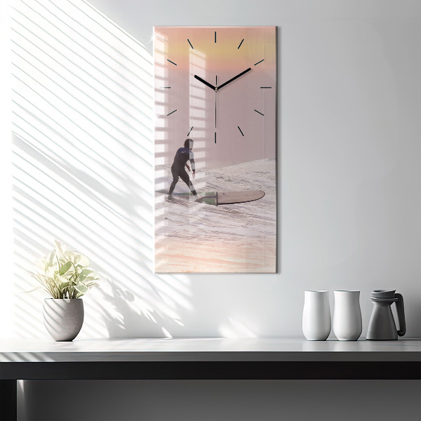 Horloge murale verticale Surfeur à Hawaï