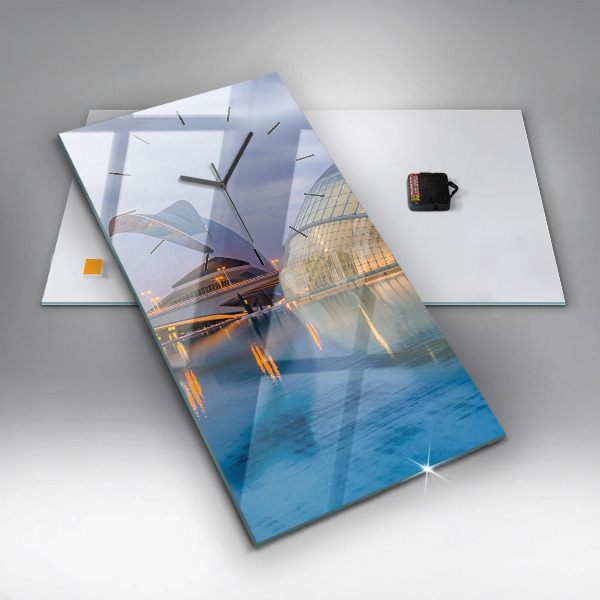 Horloge murale verticale Coucher de soleil sur la ville