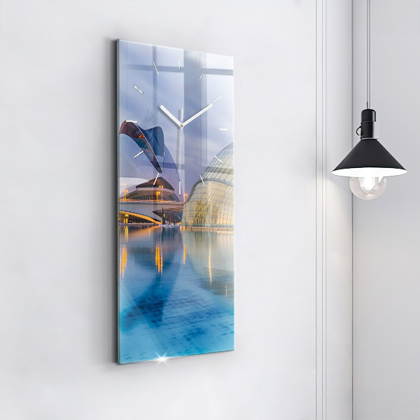 Horloge murale verticale Coucher de soleil sur la ville