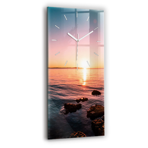 Horloge murale verticale Rochers au coucher du soleil