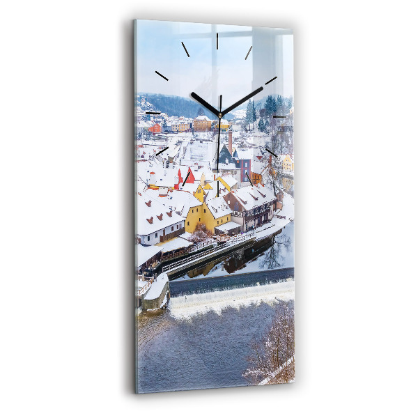 Horloge rectangulaire verticale Panorama de la ville en hiver