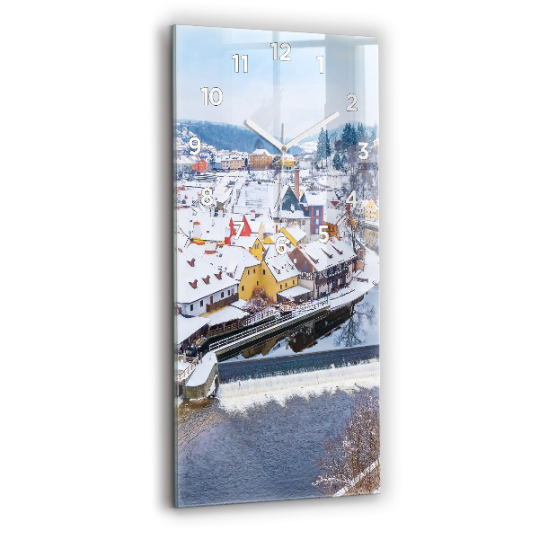 Horloge rectangulaire verticale Panorama de la ville en hiver